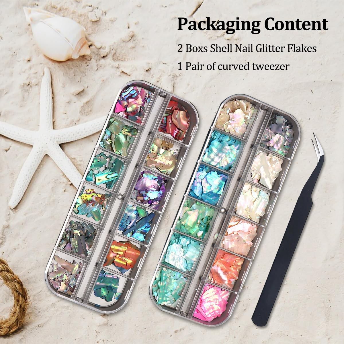 Aurora Shell Nail Glitter Flakes,Holographic Irregular Abalone Slices Sea She…