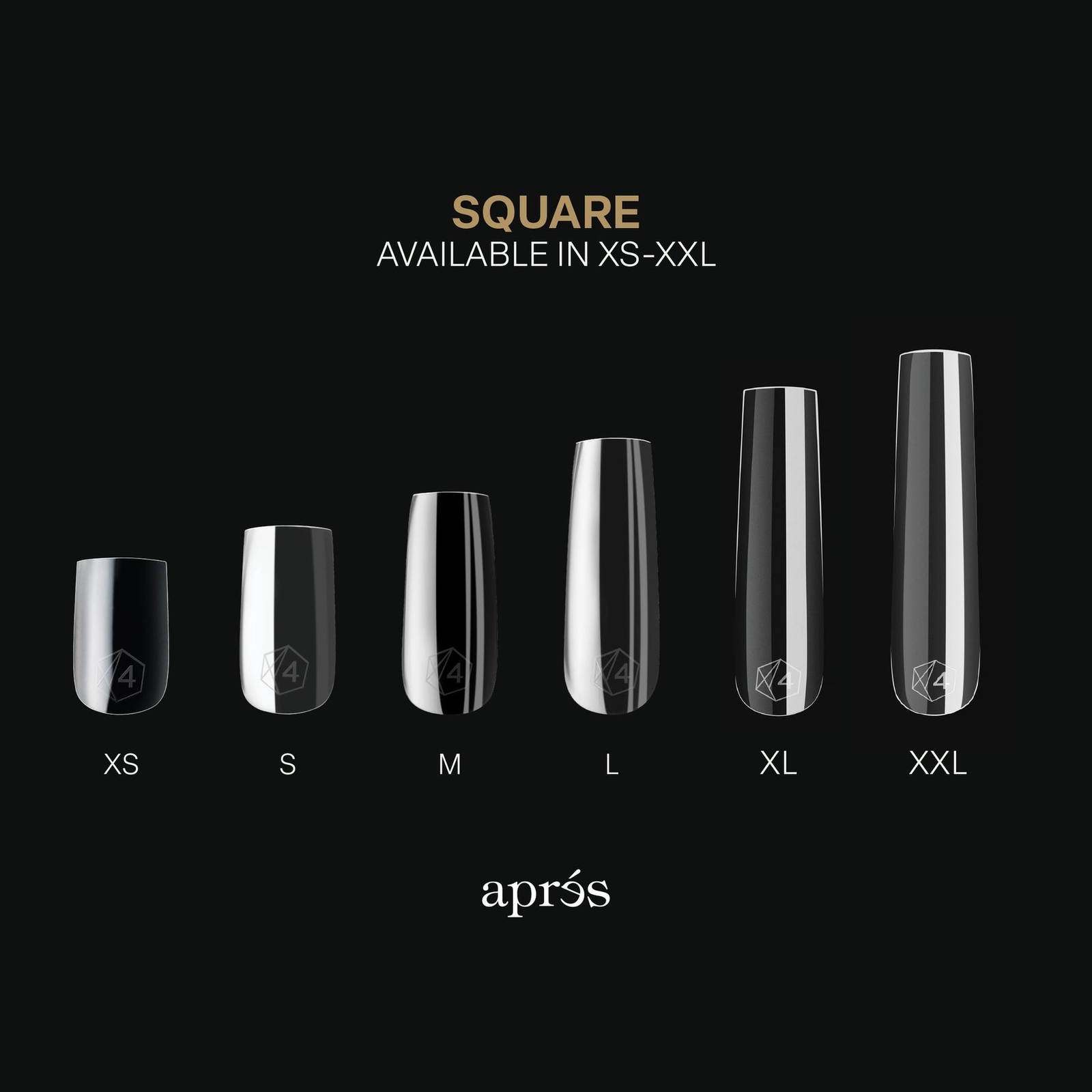 Apres Gel-X Sculpted Square Medium 2.0 Tips Box 14 Sizes – Pro 600pcs