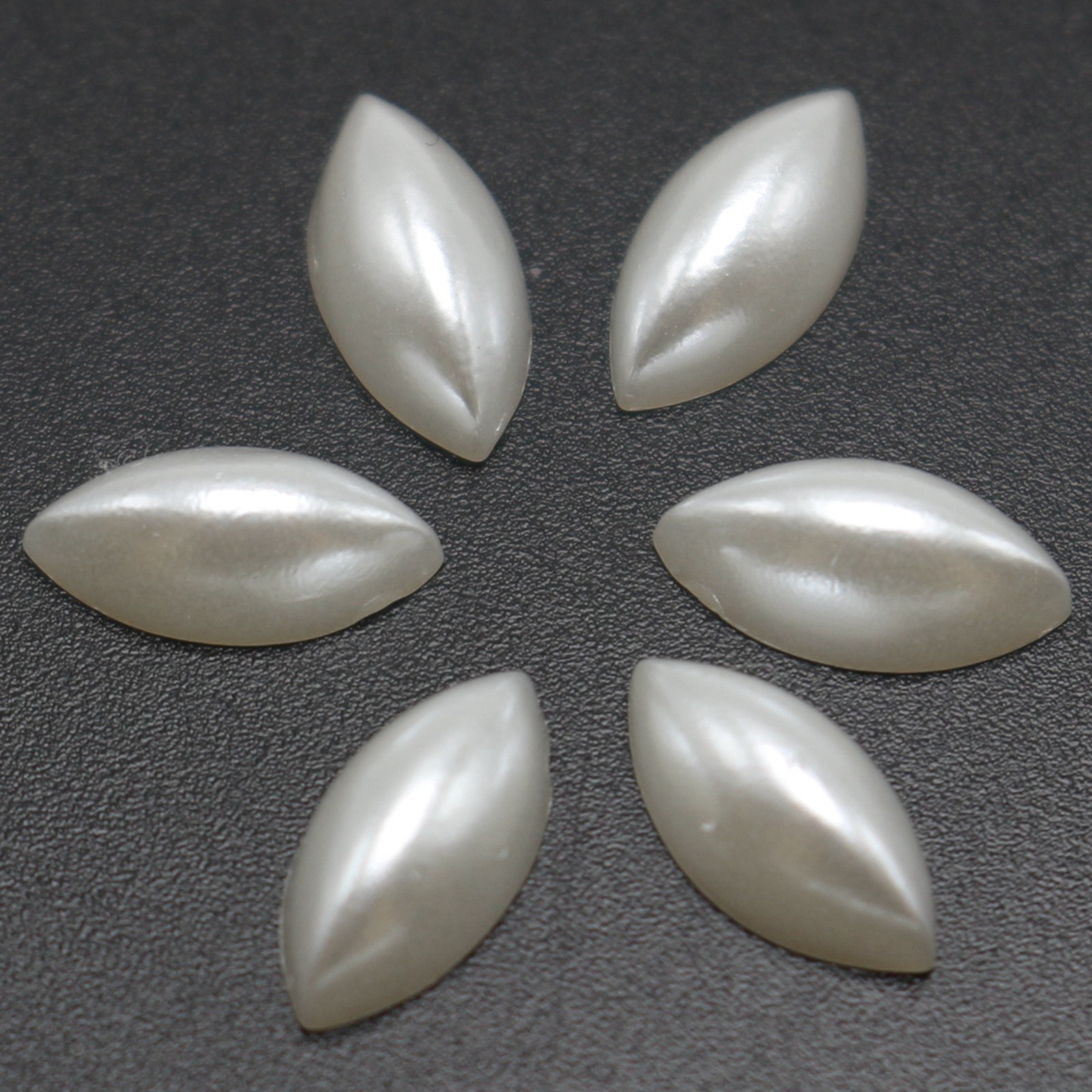 500 Ivory Horse Eye Half Pearl Bead 5X10mm Flat Back Scrapbook Craft