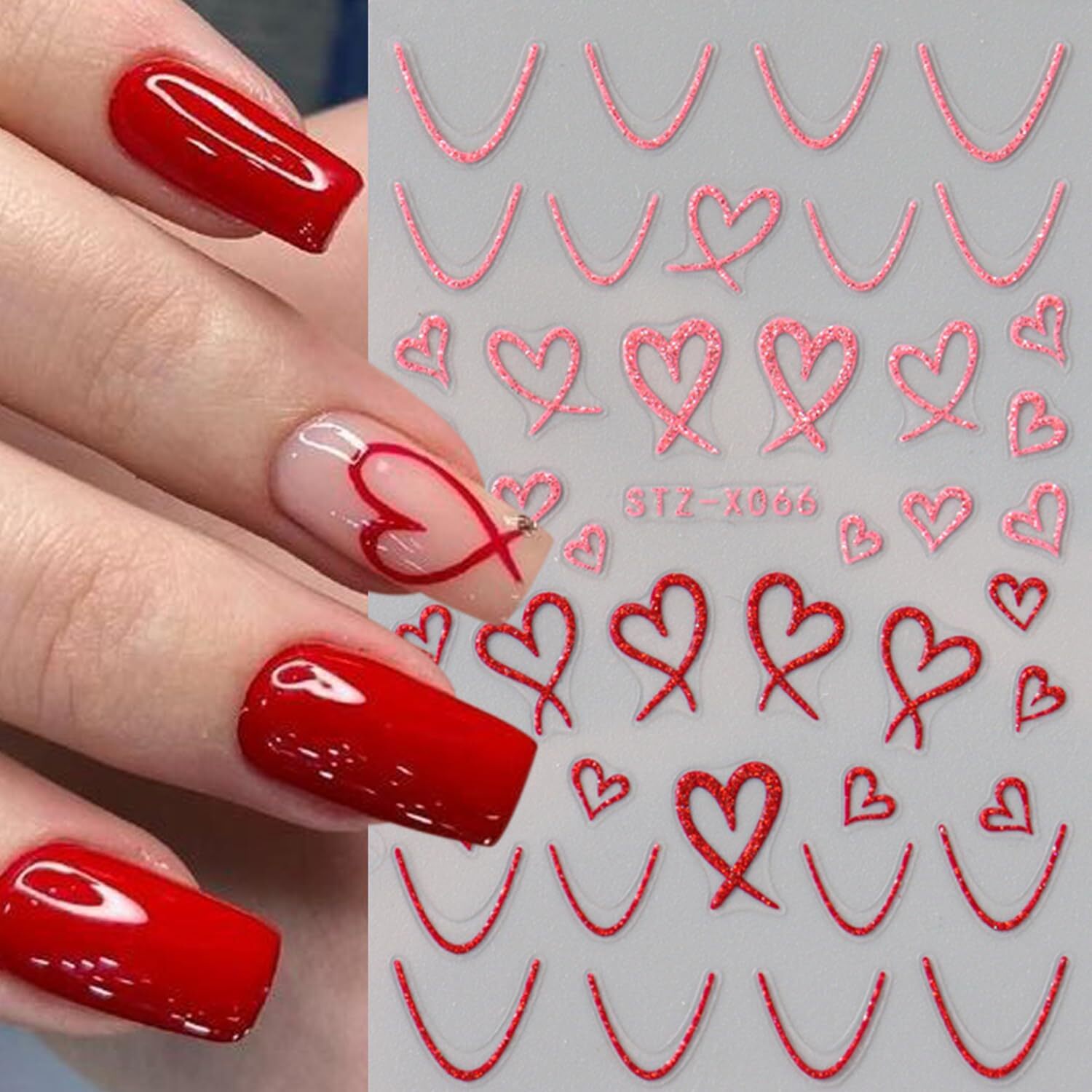 Heart Nail Stickers for Art Love Decals French Colorful
