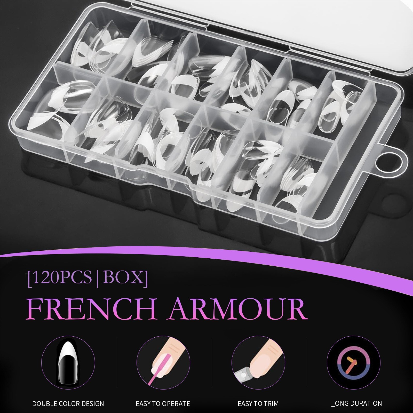 Acrylic False Nail Tips Full Cover Ballerina Stiletto French Nail Art Manicure
