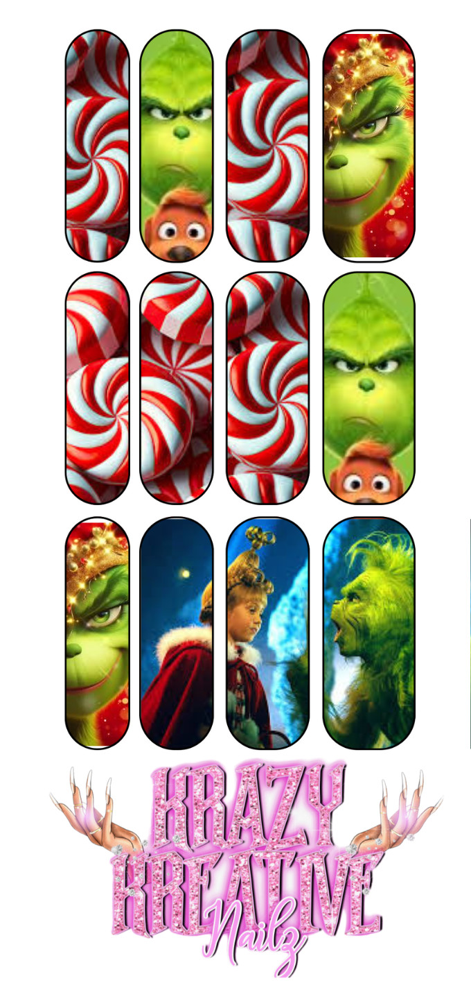 GRINCH WATERSLIDE NAIL DECALS