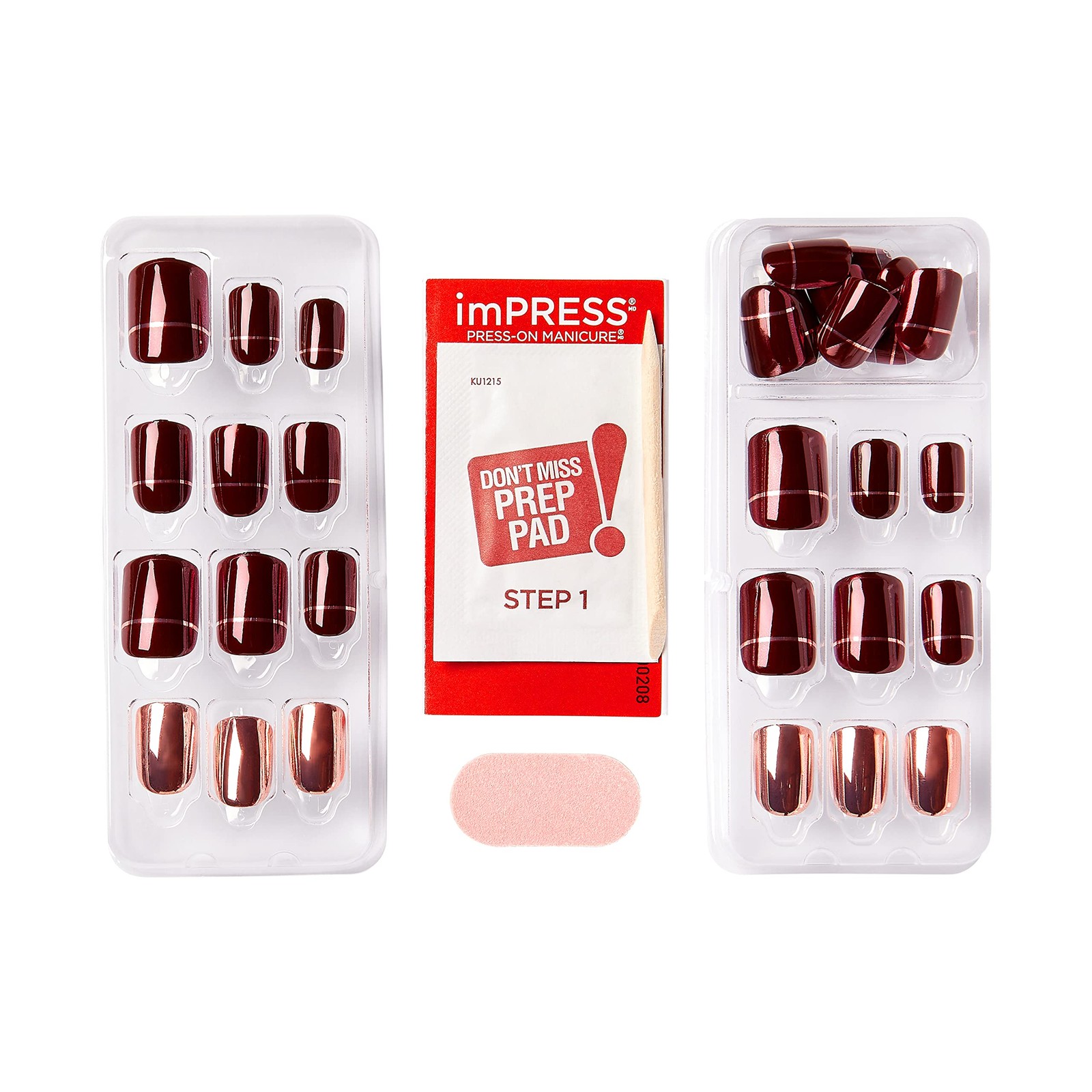 KISS TOM BACHIK x imPRESS Press-On Manicure Nail Kit, Style “At Short, Bronze