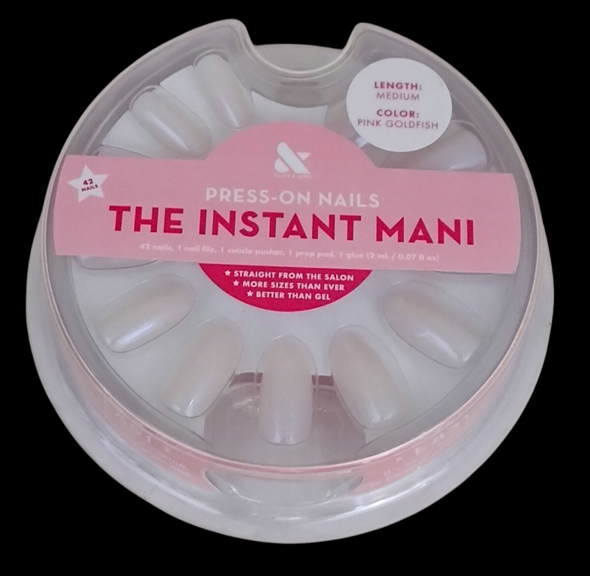 Olive & June Press-On Nails THE INSTANT MANI 42ct Medium Length PINK GOLDFISH