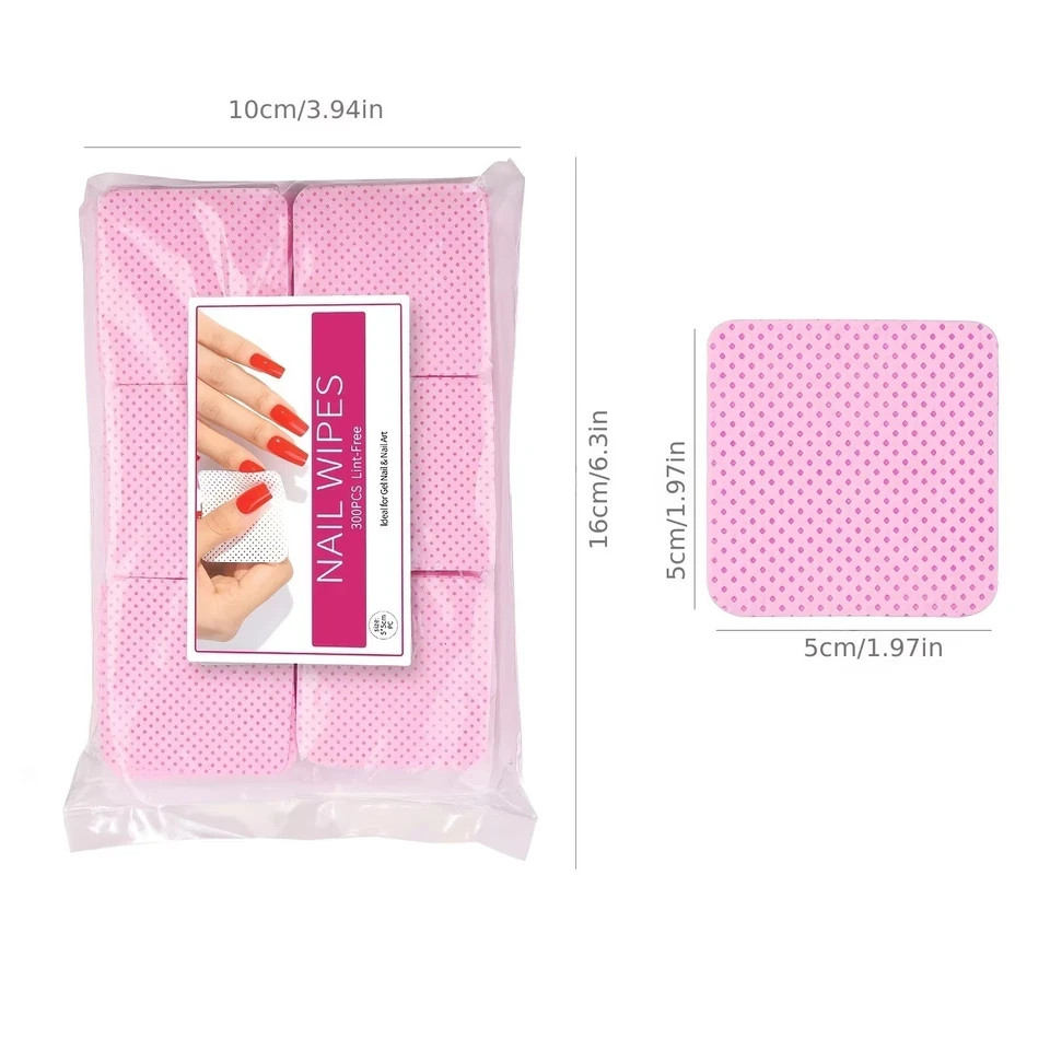 300 Pack Lint Free Nail Wipes Cotton Pads for Gel Polish Makeup Remover Prep