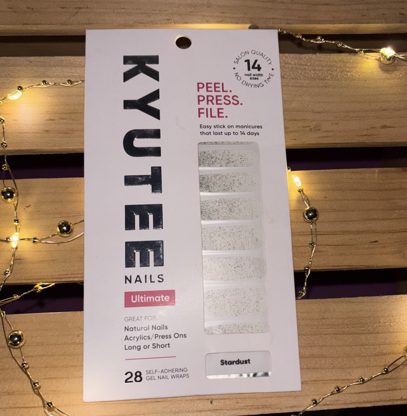 Kyutee Nails Peel. Press. File. Instant Gel Polish Manicure – Stardust- 28pc