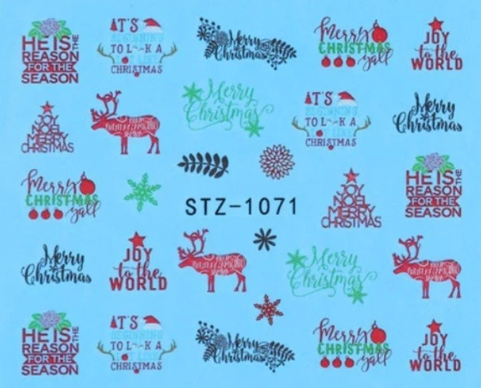 Christmas Nail Art Water Decals: Santa, Snowman, Reindeer(Group 1)