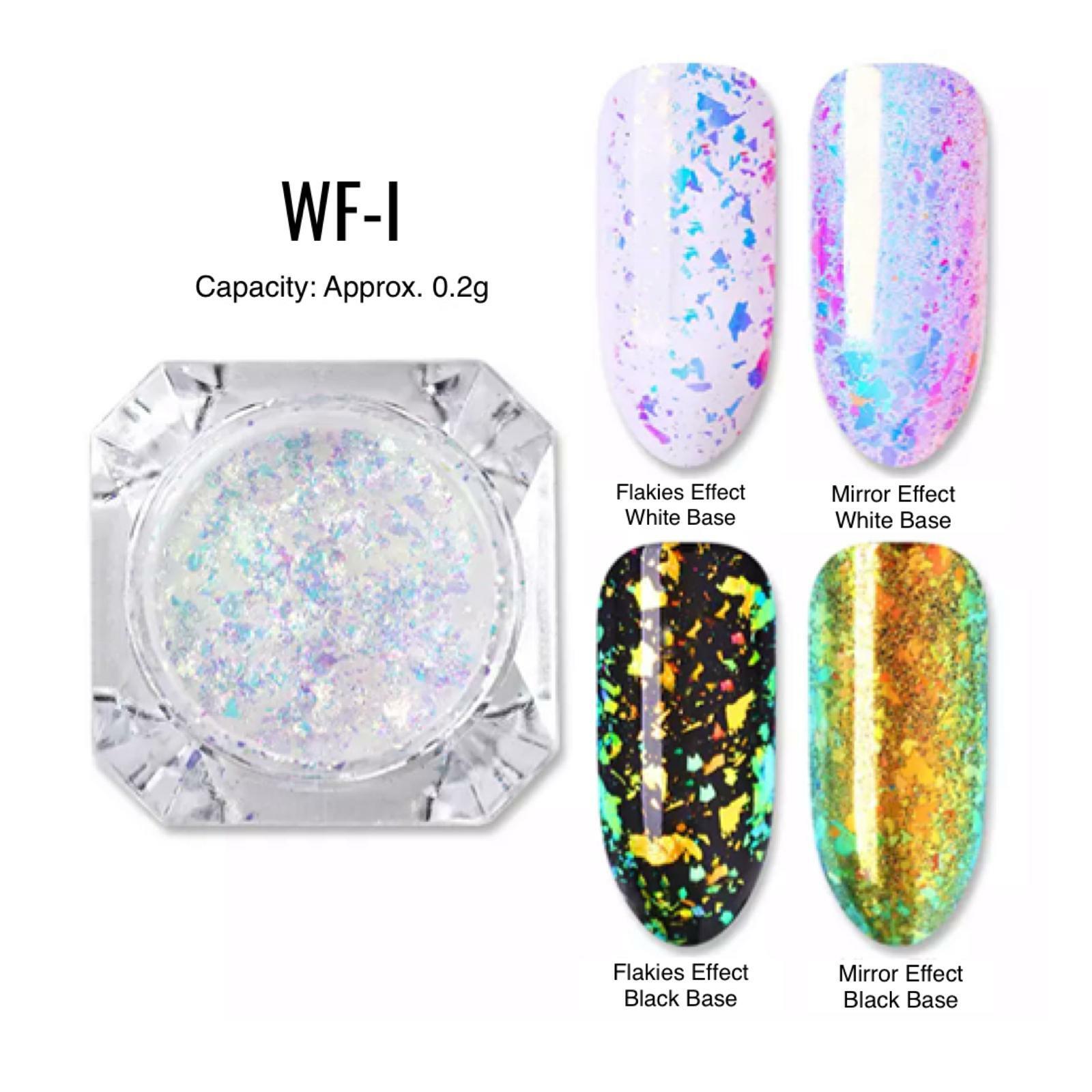 Aurora Chameleon Nail Flakes Transparent White Rainbow Unicorn Mirror Powder UK