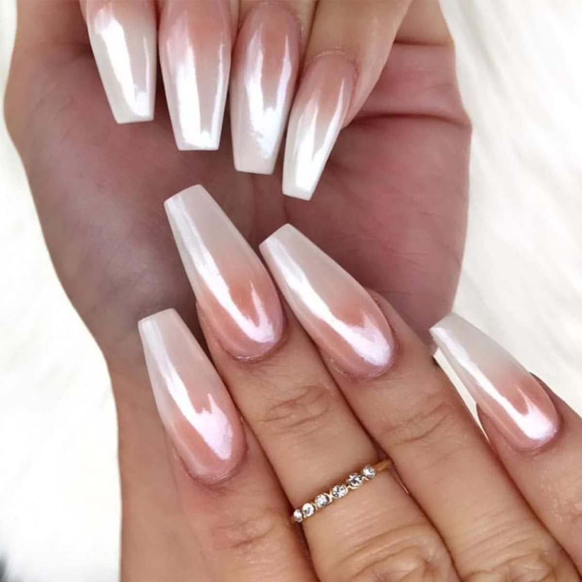 2Pcs Moonlight White Chrome Nail Powder, Aurora Pearl Chrome Nail Powder Magic C
