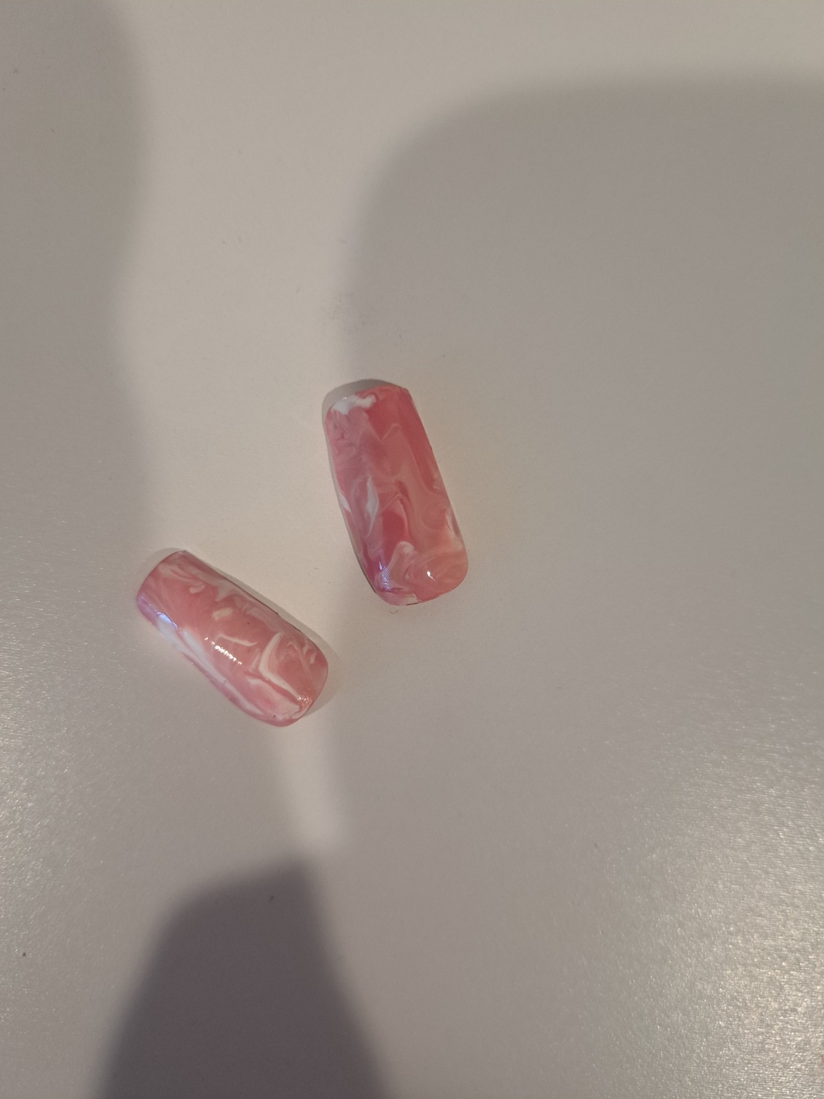 Pink Abstract Tie – Dye Press – On Gel Nails