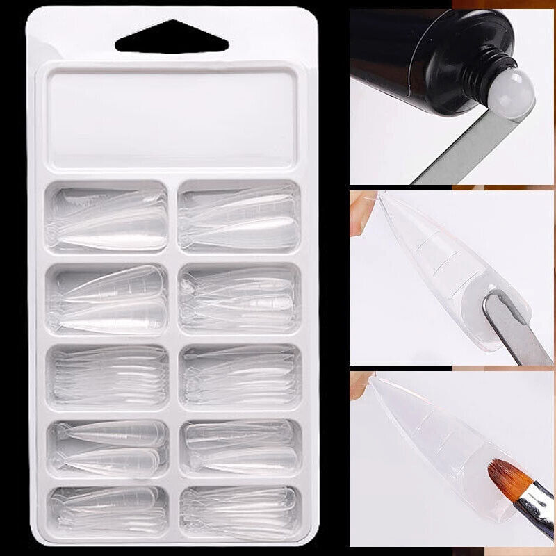 100 Pcs Quick Building Mold False Nail Tips Extension Forms Art Manicure Tool ~