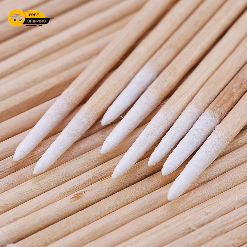 100/300 Wooden Cotton Swabs Nail Art Sticks Manicure Polish Remover Clean Tool