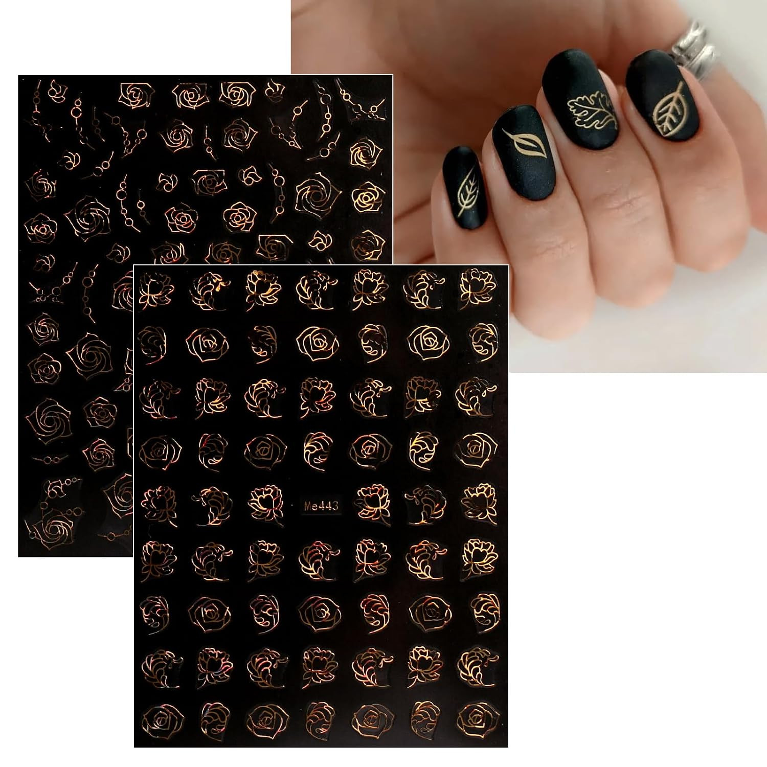 12 Sheets Flower Nail Art Stickers Decals Self-Adhesive Pegatinas Uñas Spring Su