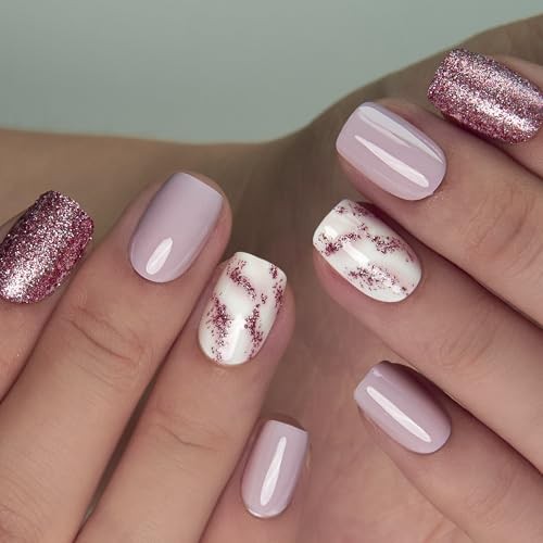 Press on Nails Short Square Acrylic Fake Nails with Apricot Nude Apricot