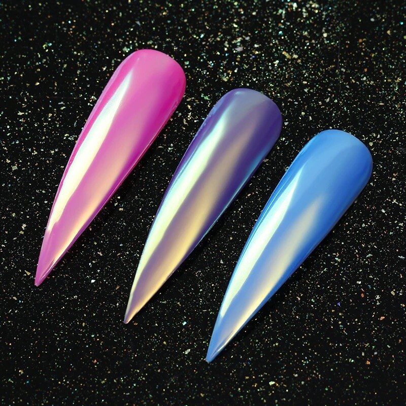 Rainbow Nail Chrome Powder Aurora Effect Mirror Unicorn Shiny Iridescent Pigment