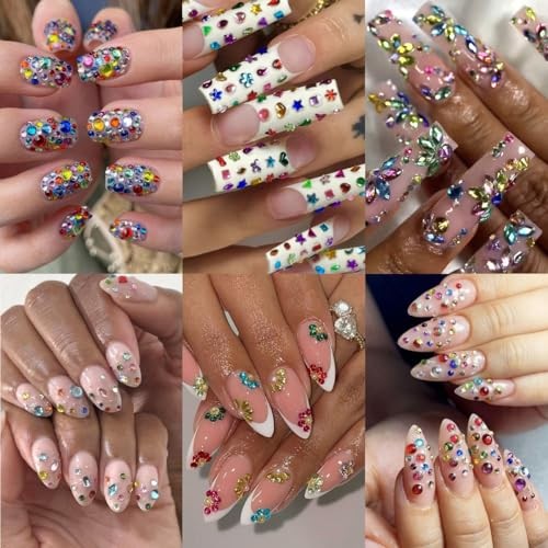 12Grids Colorful Rhinestones Nail Charms Multi-Shape Diamond Nail Art orange
