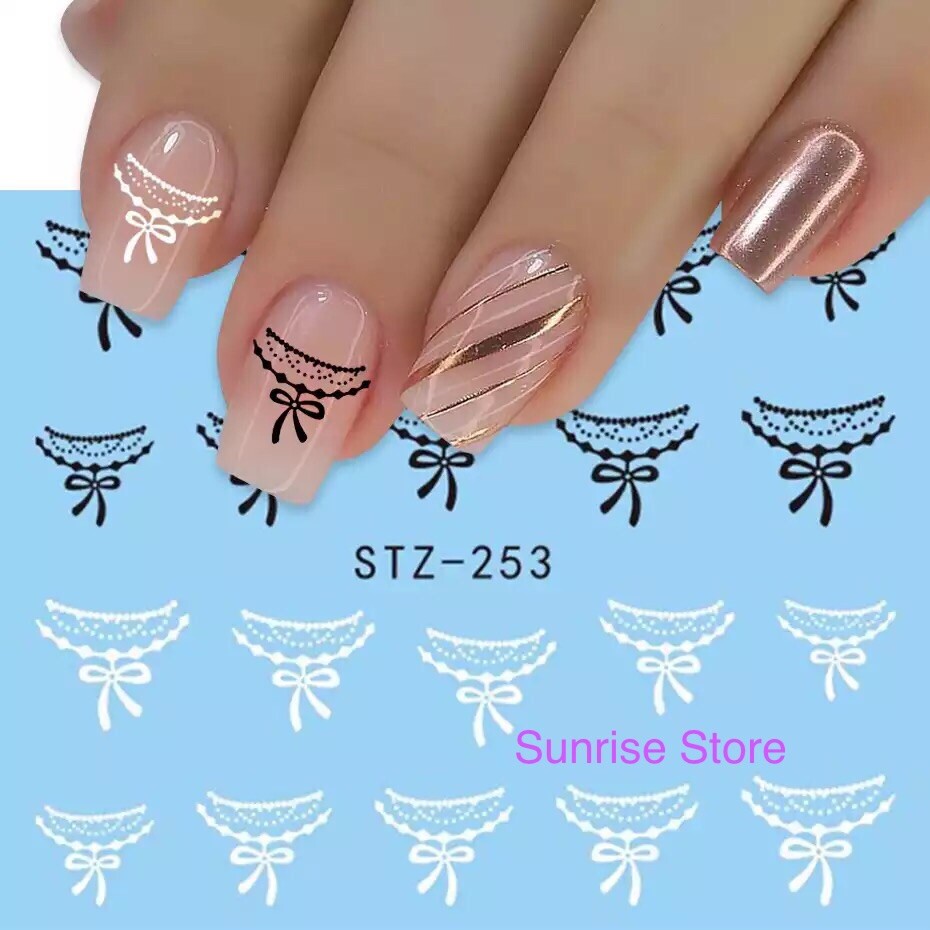 Nail Art Water Transfer Sticker Flower Necklace Jewelry Design Decals Manicure