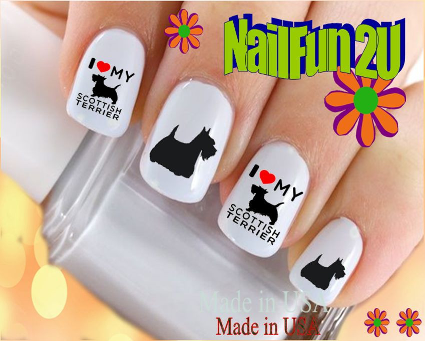Nail Art 161A DOG BREED Scottish Terrier Love WaterSlide Nail Decals Transfers