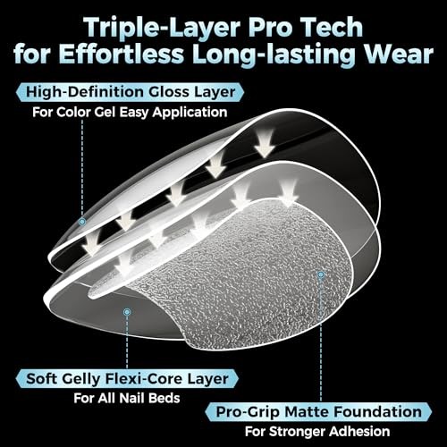 Gel Nail Tips 360Pcs, Pre Etched Nail Tips Almond Shape Full Cover Short Almond