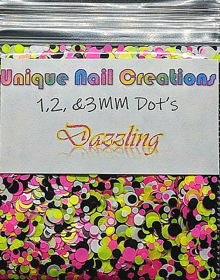 1,2,&3MM Mixed DOTS GLITTER BLENDS~U Choose Nail•Acrylic•Gel•Body Art•Face
