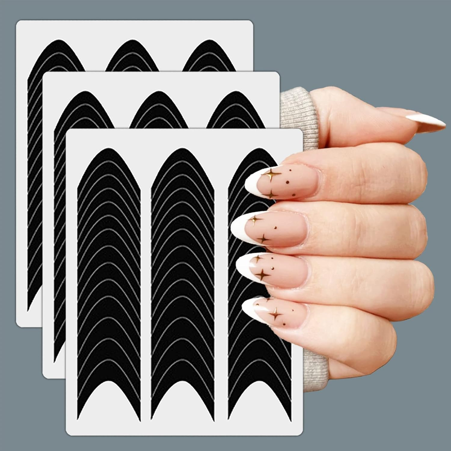 36 Sheets 1512 Pcs French Tip Nail Guides, Self-Adhesive French Smile Manicure S