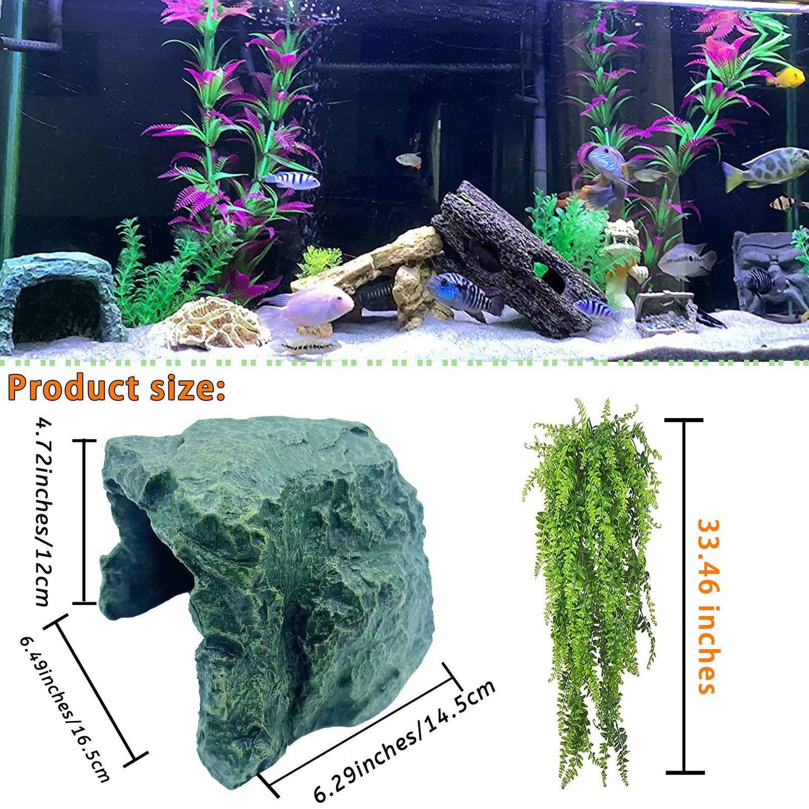 kathson Reptile Rock Hideout Cave,Tortoise Hide Caves,Resin Hides Shelter,Rep…