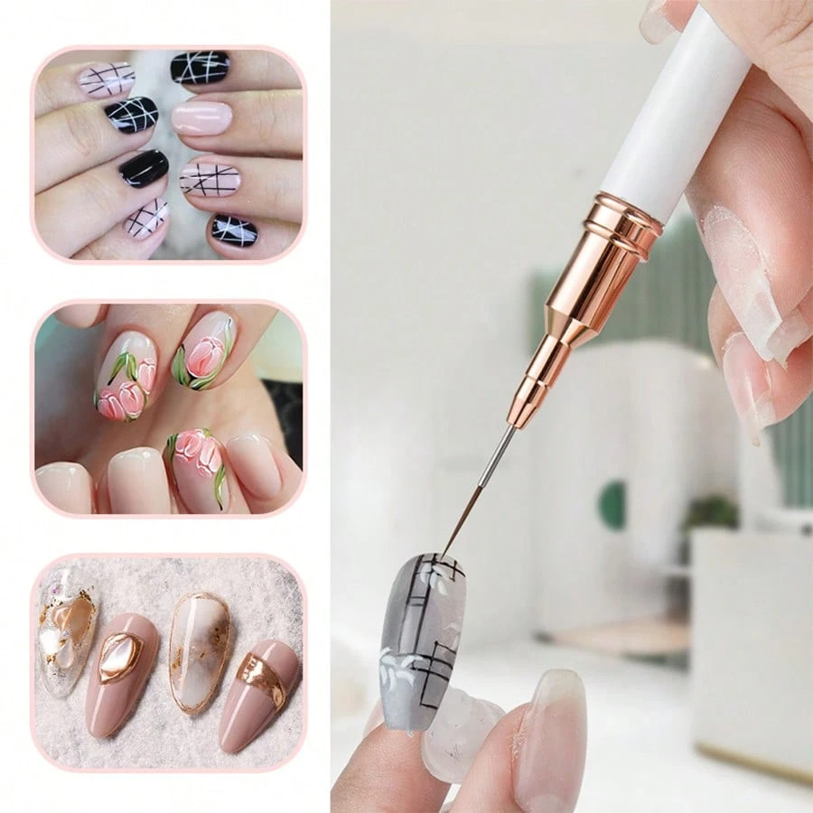 5pcs Nail Art Painting Brush Set French Nail Lining Brush with UV Gel for Women