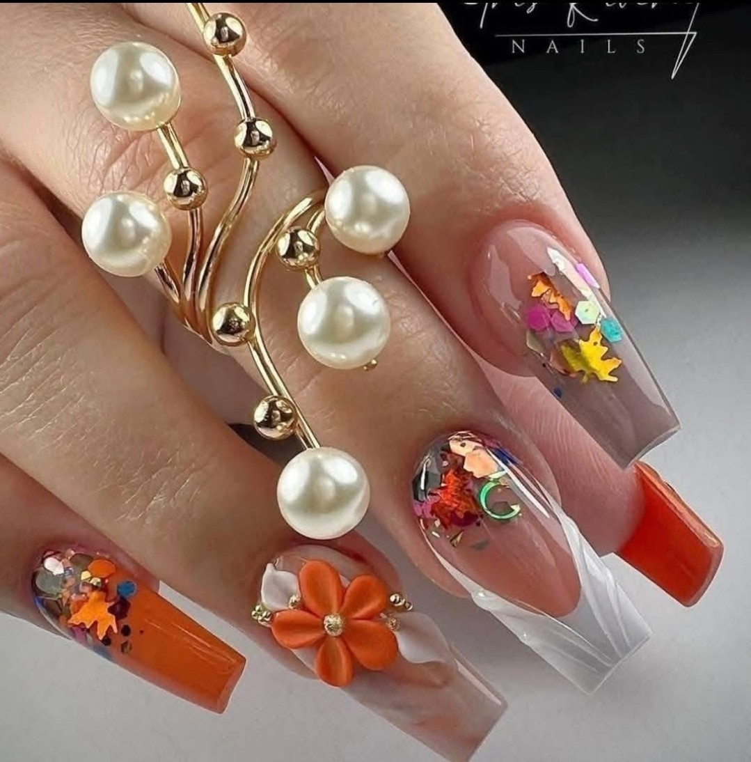 Maple Leaf Nails Flakes, 12 Colors Of Fall Leaf Glitter Nail Design Half Tsp Ea