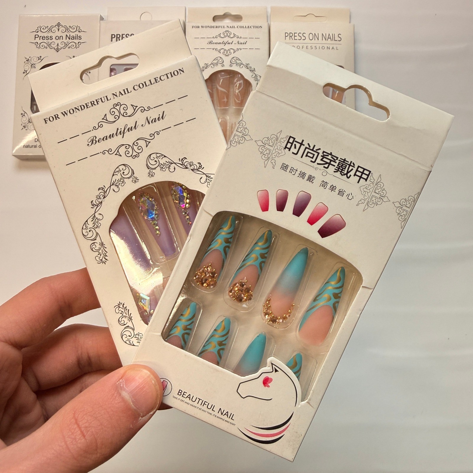 Lot of 10 Pack of 24 New False Press On Nails Assorted Designs and Colors №N6