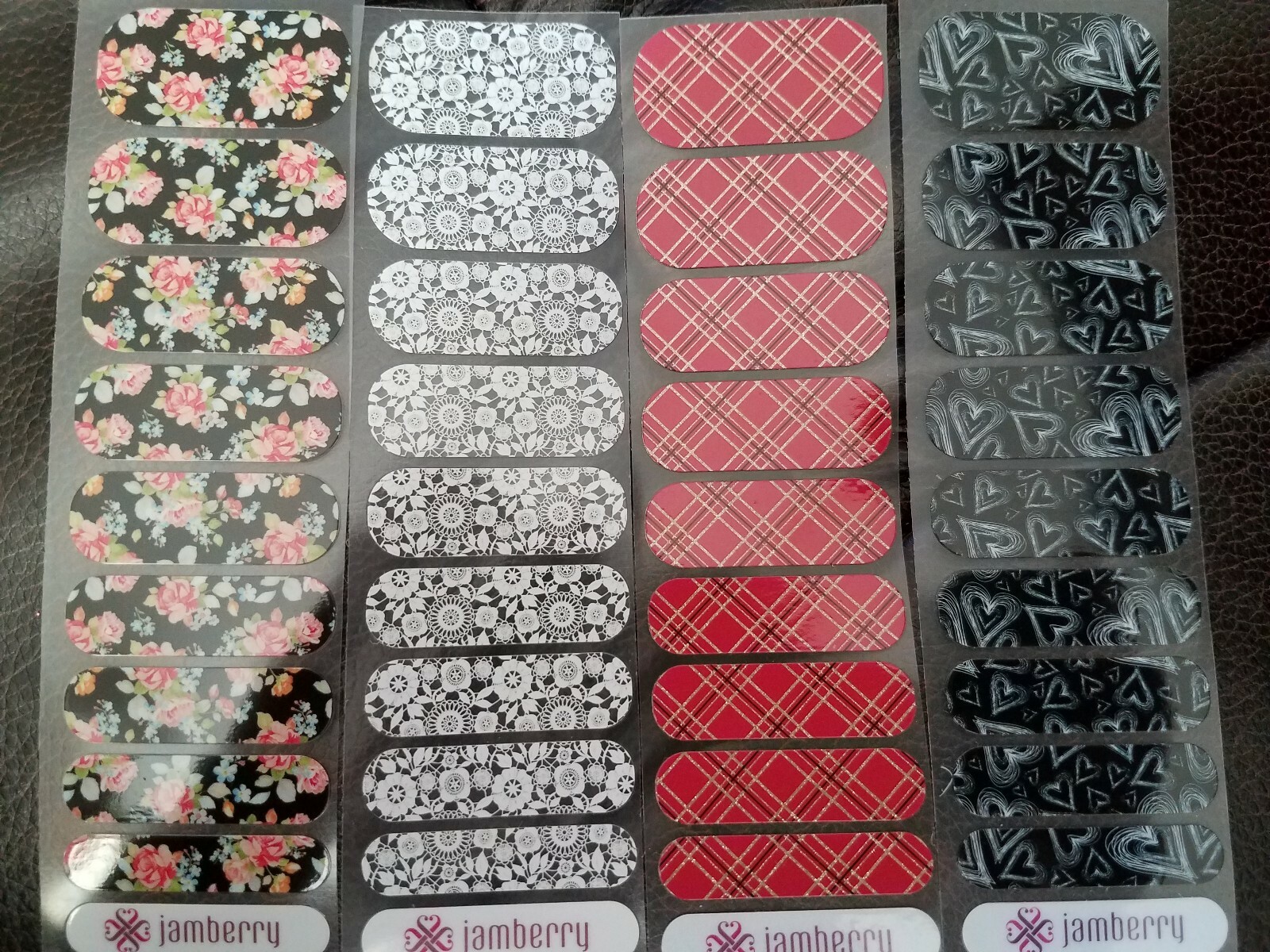 Jamberry Nail Wraps Half Sheets Lot Of 9 Sparkle Lace Camo Zebra Floral Hearts