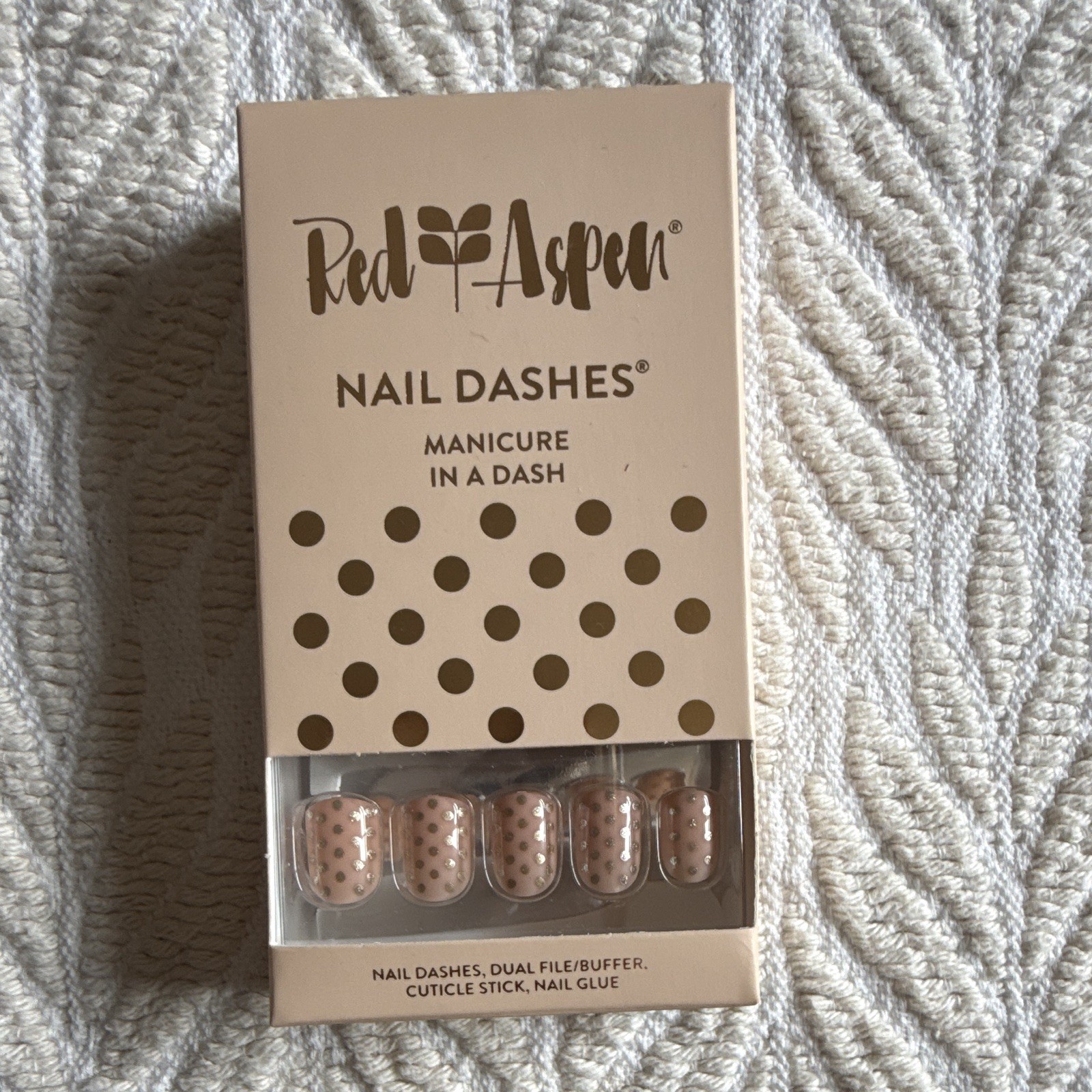 Red Aspen Nail Dashes Press-On Nails Lot 3 Pearl Nude White Blue Polka Dot