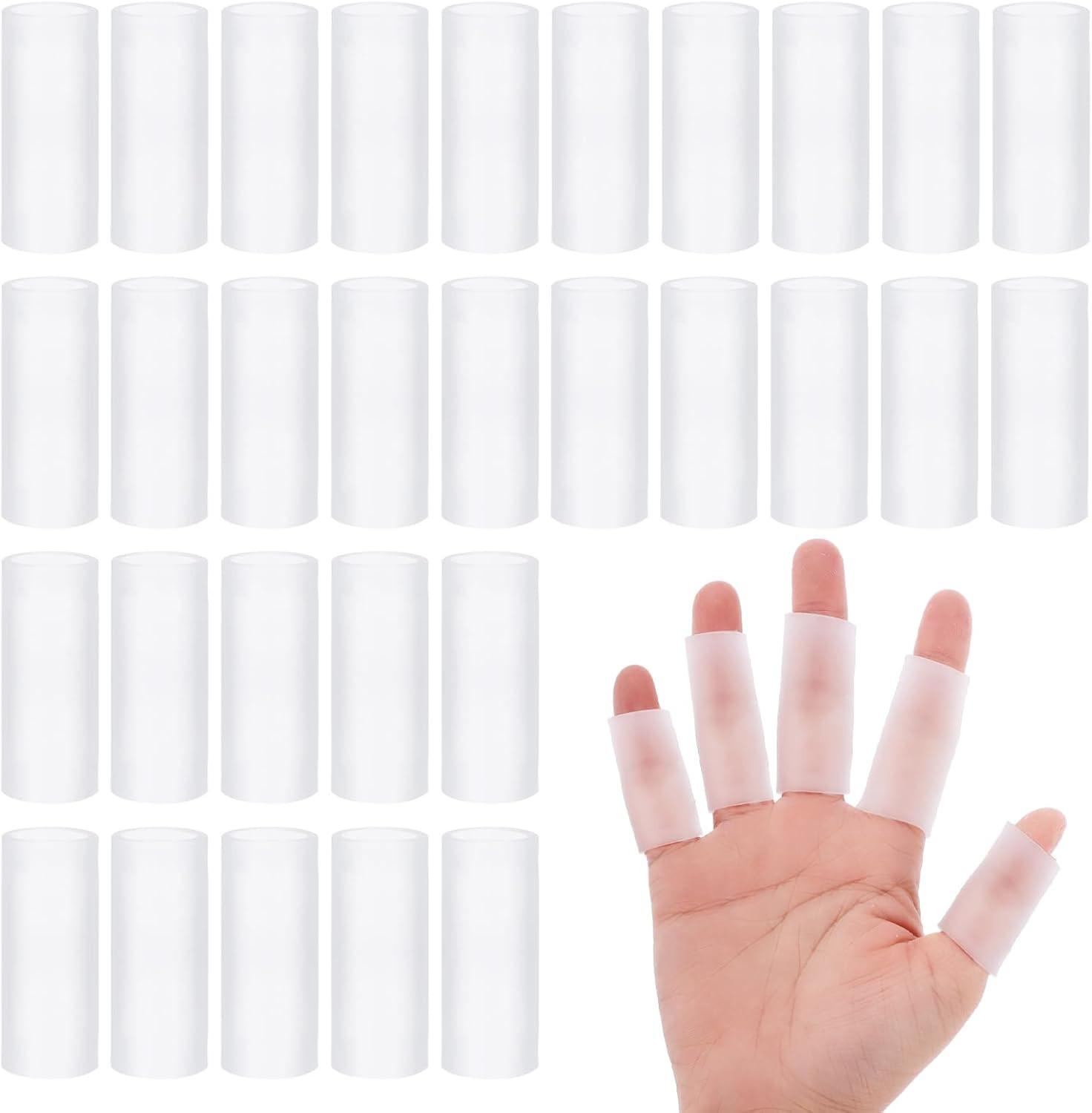 30Pcs Gel Finger Sleeve Protectors, Silicone Finger Tubes for Trigger Finger Pai