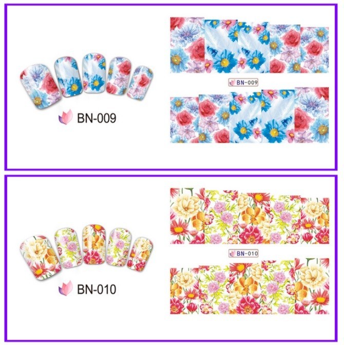 Floral Nail Art Water Decals: Spring Summer Flower Nail Wraps(Group 2)