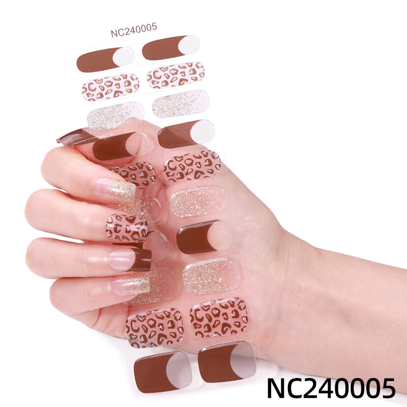 Semi Cured Gel Sticker UV Lamp Needed Leopard Gel Nail Patch DIY Nails Decals