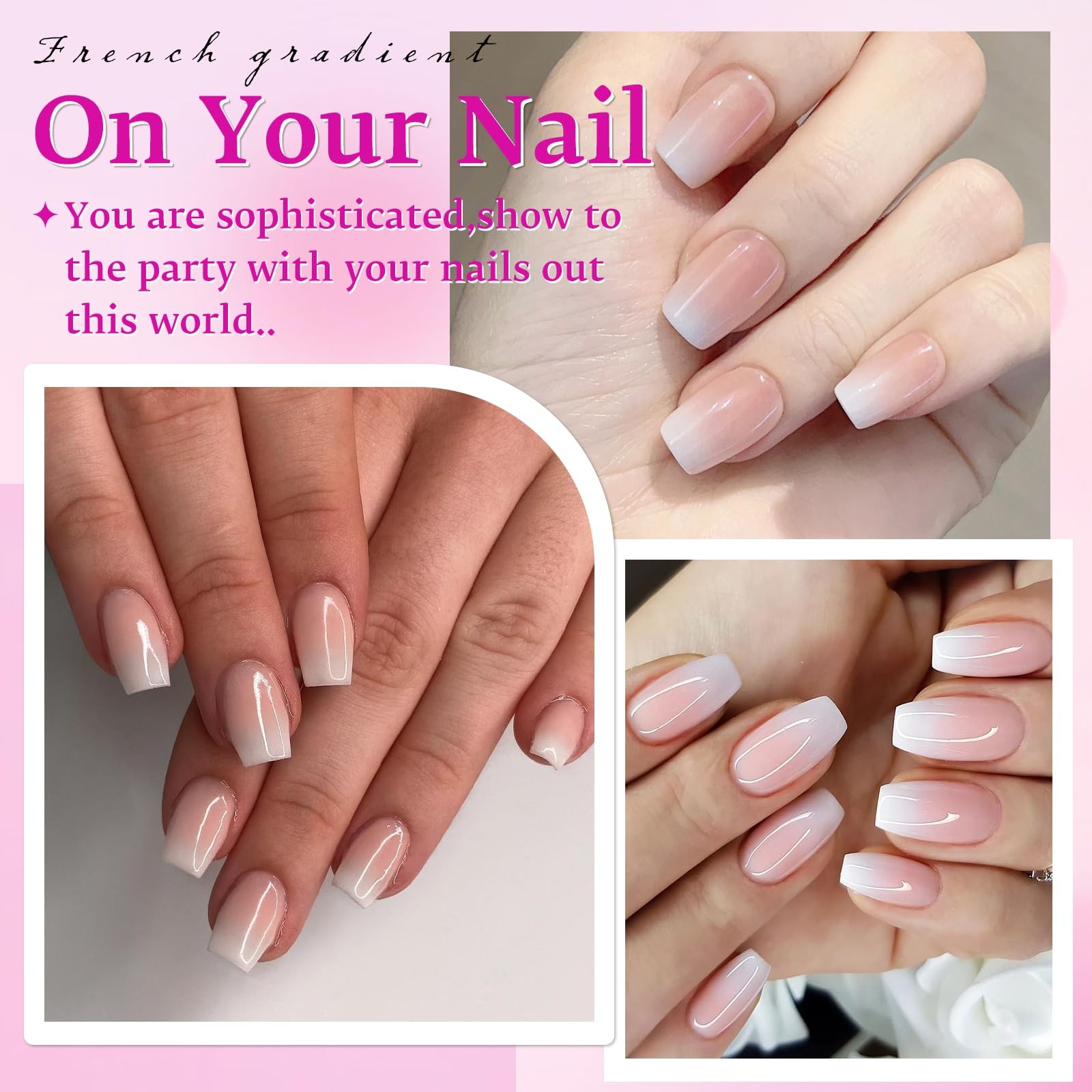 168pc Ombre Press on Nails Short Coffin Fake Nails with Tabs, XS Coffin Nails…