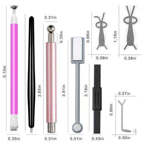 5 PCS Cat Eye Magnets For Nails With 6 PCS Iron Stencils For Bunny And KIT2