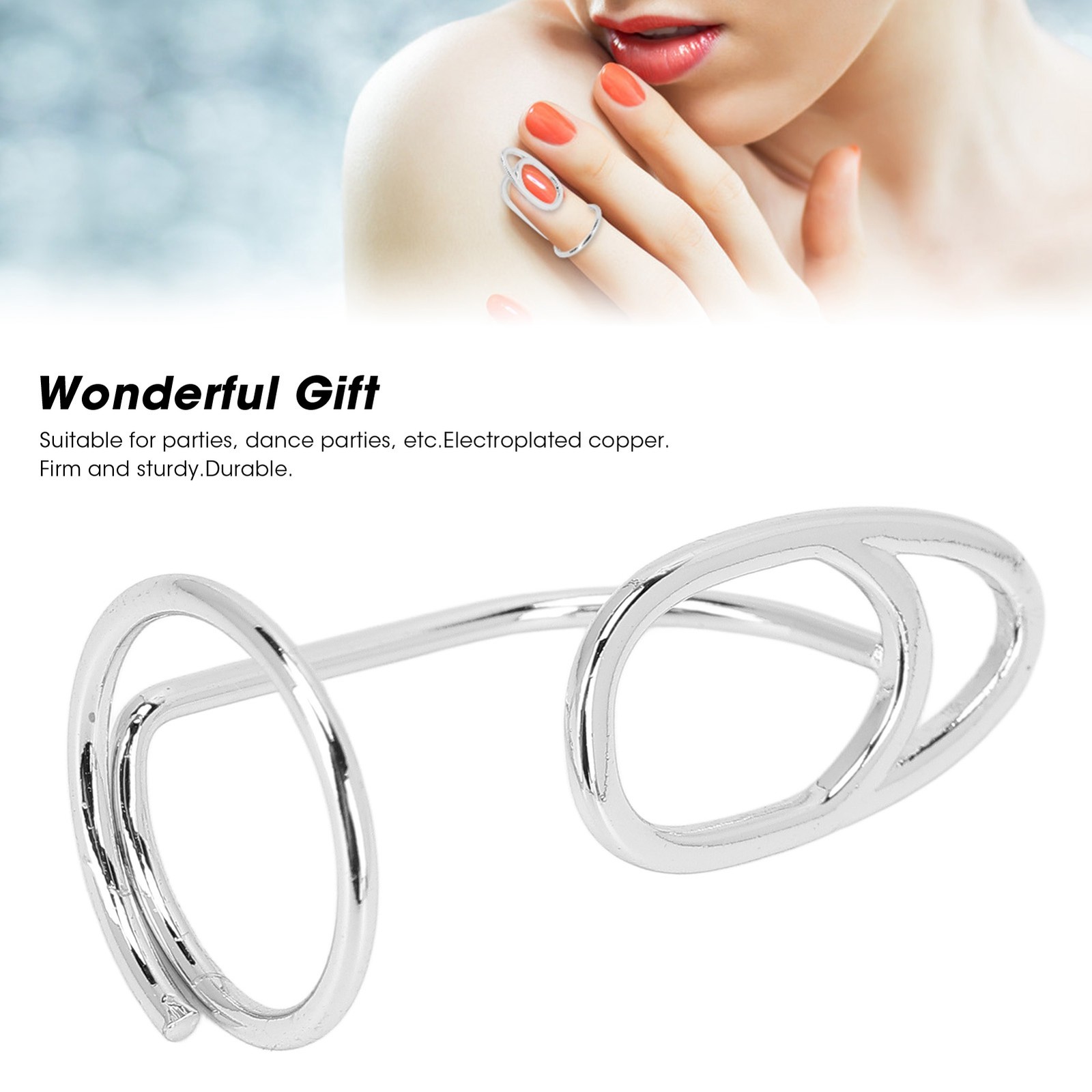 Nail Art Fingernail Rings Unique Women Finger Nail Cover Ring Decoration Jewelry