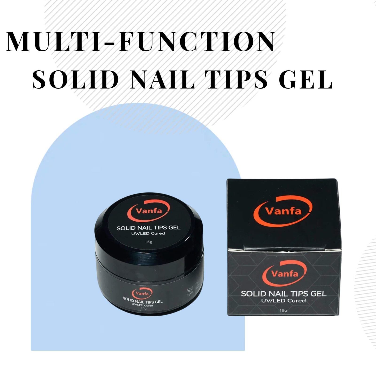 Vanfa Solid Nail Tip Gel Glue for Press on Tips, Soft Gel Tips, 3D Modeling 15g