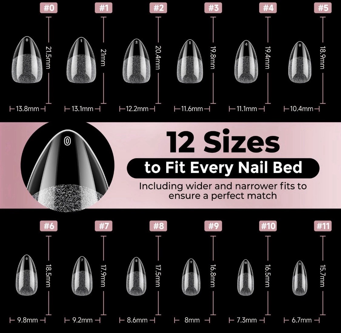 Short Almond Nail Tips – 240pcs Soft Gel Full Cover Acrylic Press-On Nails