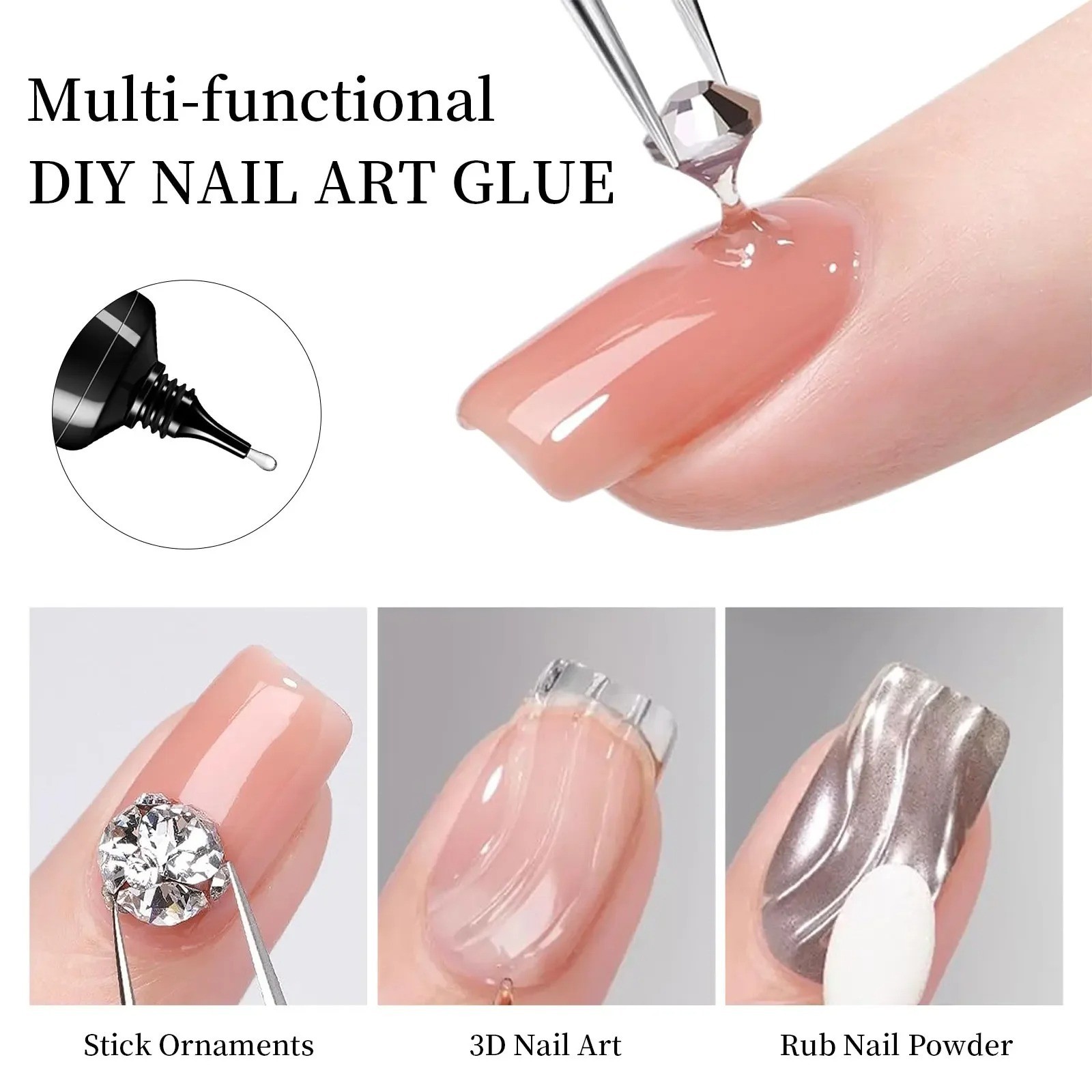 30g Nail Rhinestone Glue Gel Strong Adhesive 3D Nail Art Gems Decoration