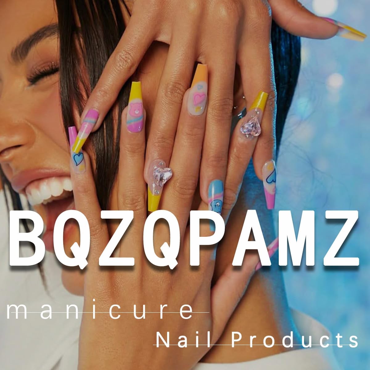 10pcs Flower French Tip Press On Nails Colorful Glossy Almond Shaped Fake Nai…