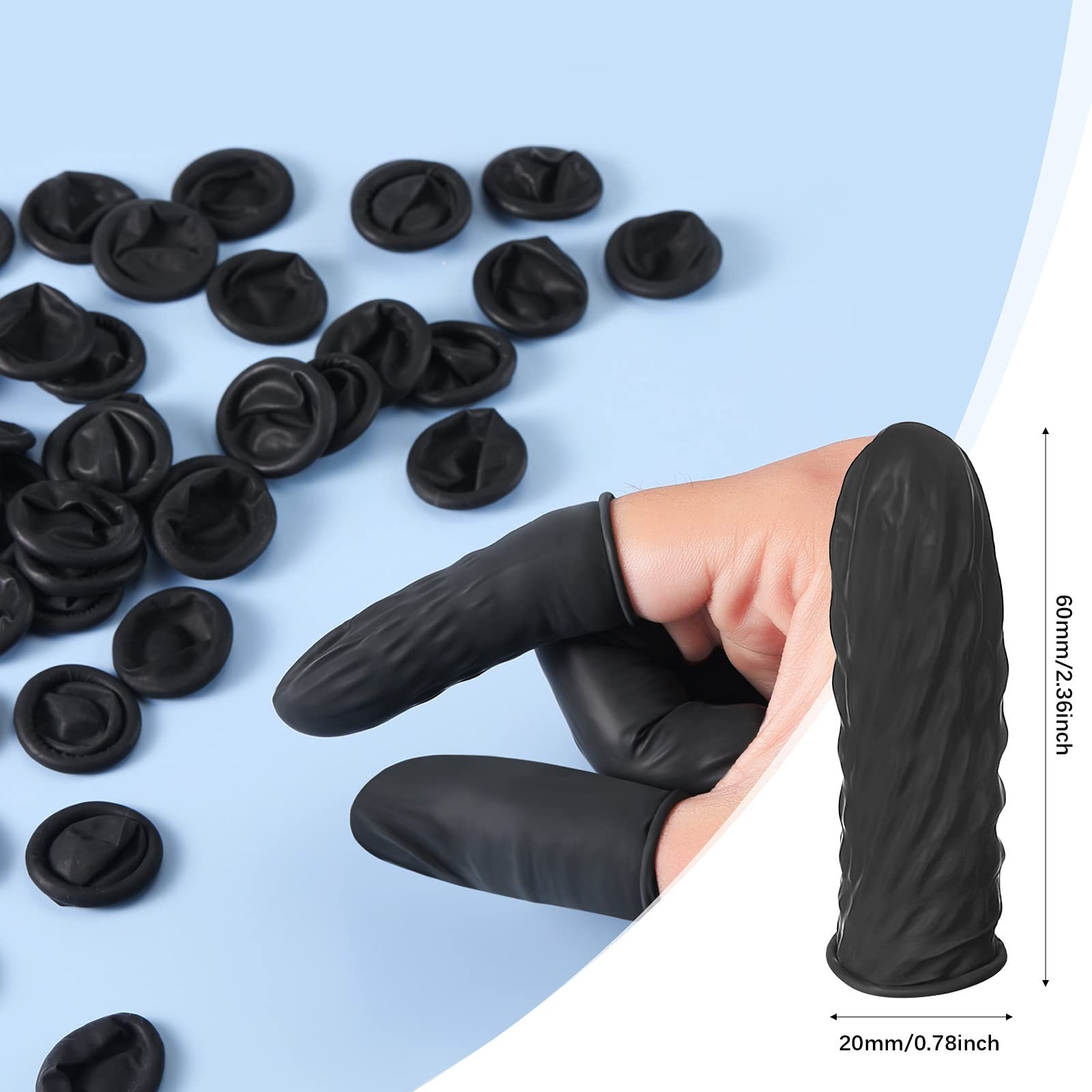 400 Pcs Disposable Latex Finger Cots Protective Fingertips Gloves Black Finge…