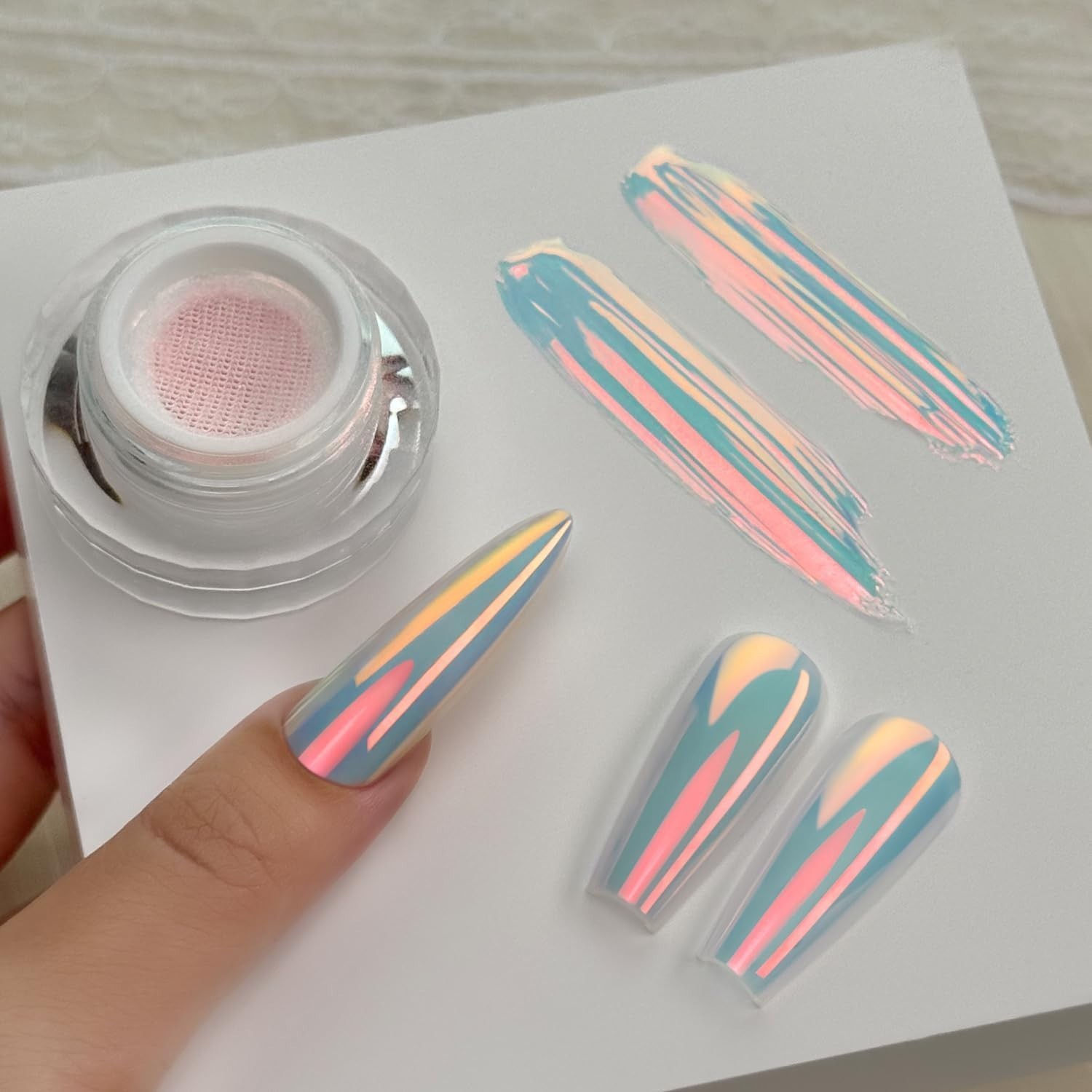 GleamTap Cushion Aurora Nail Powder GT111 Afterglow – Mermaid Chrome Glitter