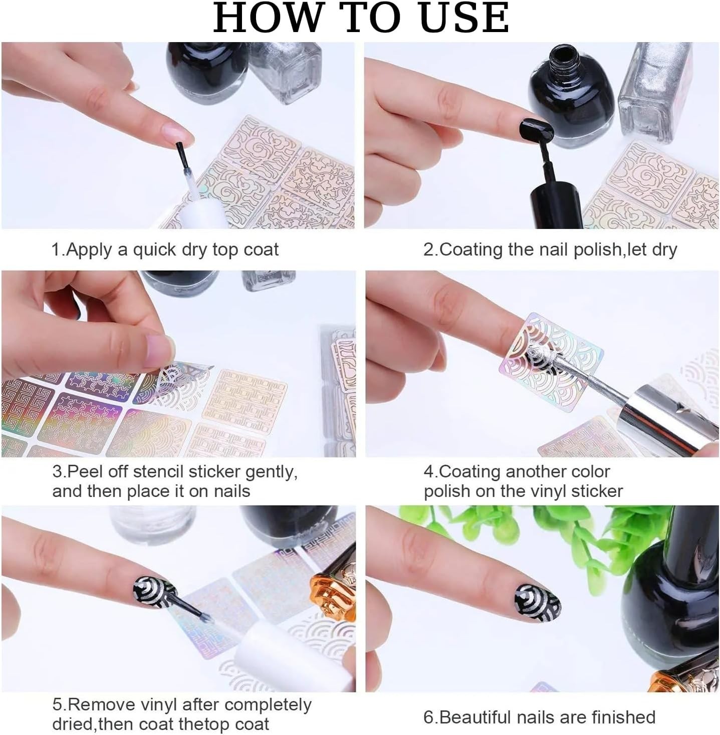 288 Designs Nail Art Stencils & Stickers Set – 24 Sheets for DIY Manicure