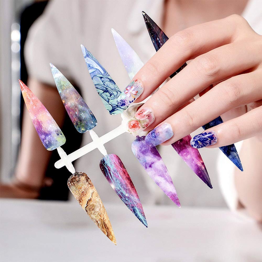 20 Color Starry Sky Stars Nail Art Foil with Nail Glue, Holographic Nail Art Tra