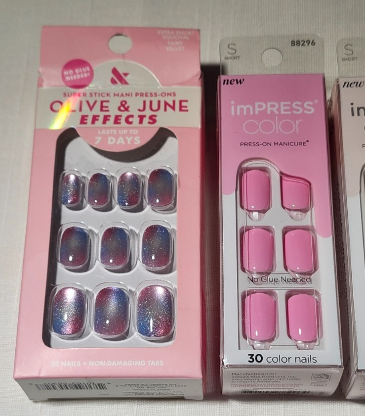 6 Different Press-On Nails Kits – 3 Olive & June and 3 imPRESS (BRAND NEW)