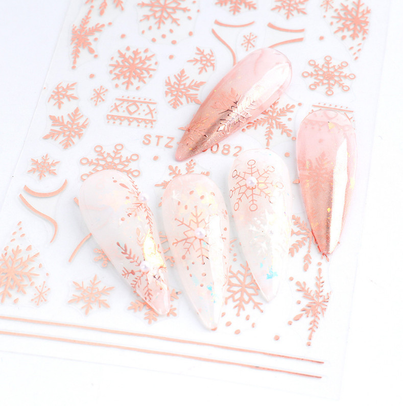 DIY Snowflake Christmas Nail Sticker French Tips Heart Lace Stripes Deer NS38
