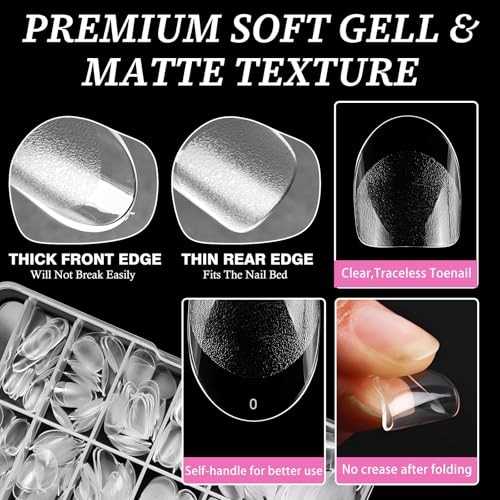 XS Short Oval Gel Nail Tips, 240pcs Round Acrylic Extra Short Round Nail Tips