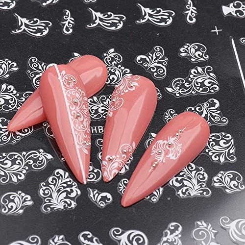 Flowers Nail Art Stickers Decal ,White Flowers Nail Stickers Nail 361-372 White