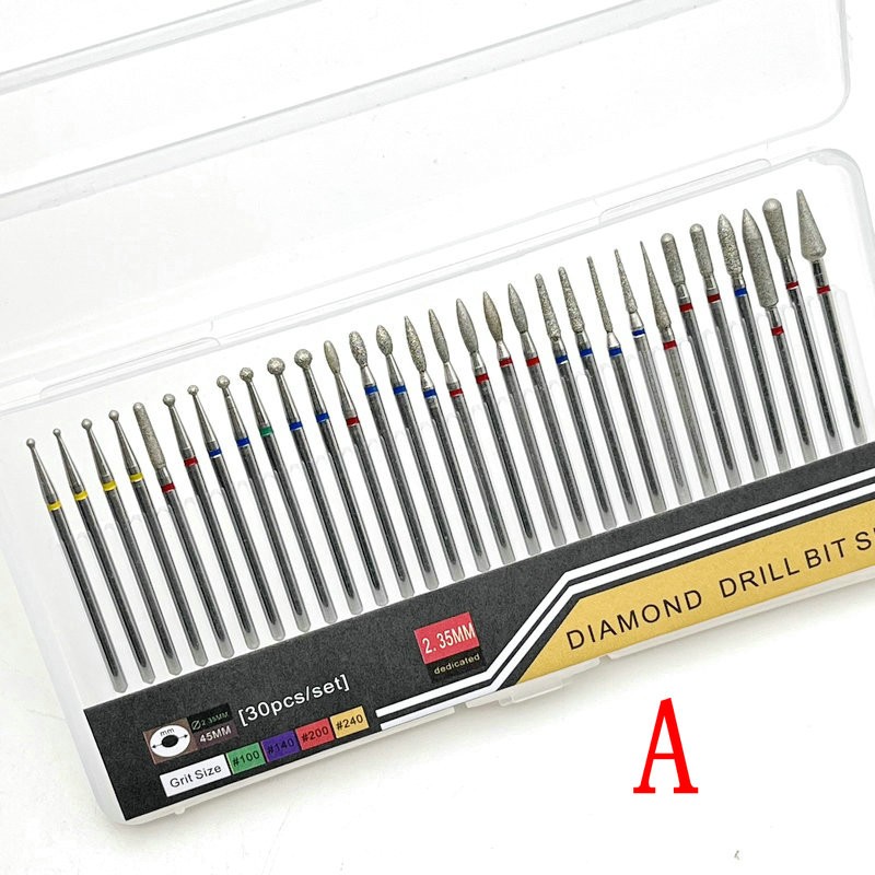 30Pcs/Set Diamond Grinding Head Nail Art Drill Polish Head Kit Nail Drill